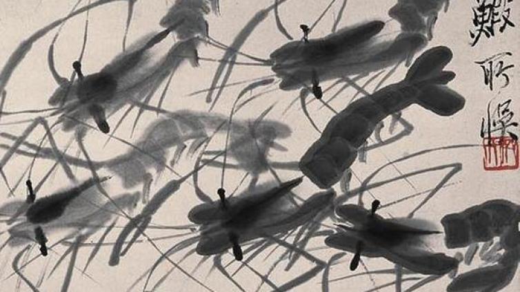 齐白石惟一自画像，抱琴负书，从辽宁来到了浙江博物馆